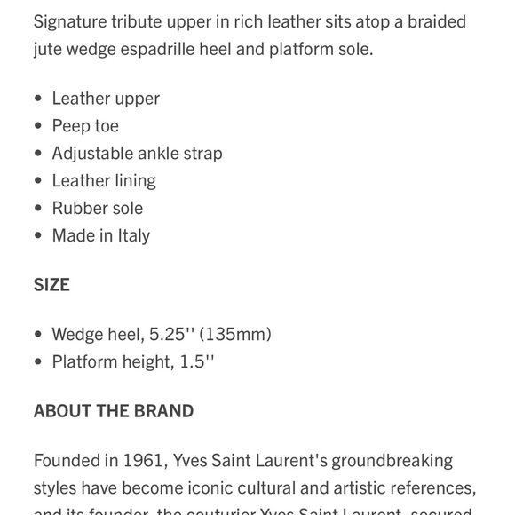 Saint Laurent Black Tribute Espadrille Wedge Sandals Size 37 - Picture 6 of 9